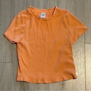 TNA Aritzia HomeStretch Rib Crew Waist T-Shirt - Orange Apricot Chiffon
